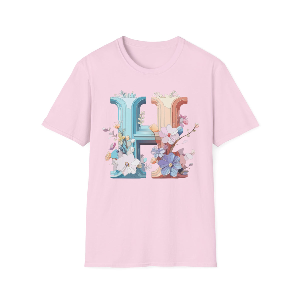 Floral Letter H T-Shirt | Botanical Monogram Tee