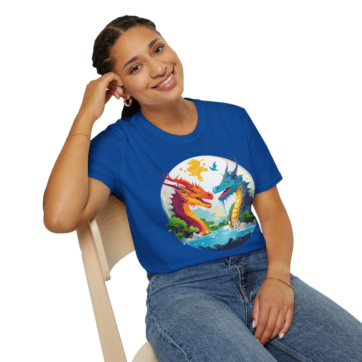 Dragon T Shirt Unisex Gildan Softstyle 64000 100 Percent Cotton Animal Print Tee Artwork