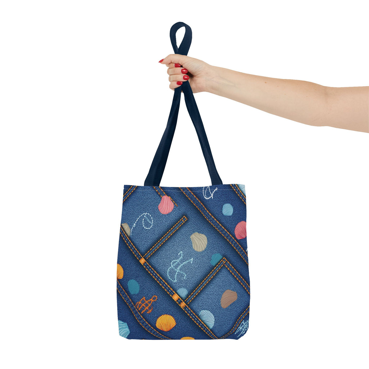 Denim Fabric Imitation Print Unisex Canvas Bag Poly Spun 3 Sizes Tote Bag 182-24