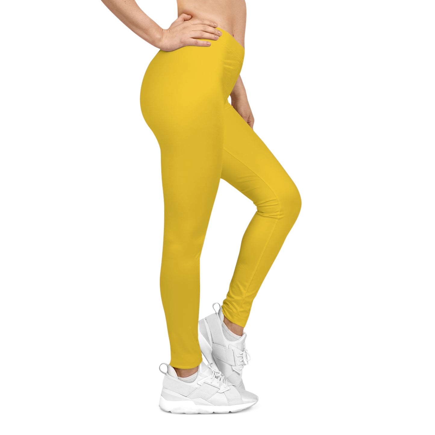 Golden Yellow Color Women's Poly-Span Casual Leggings XS-2XL