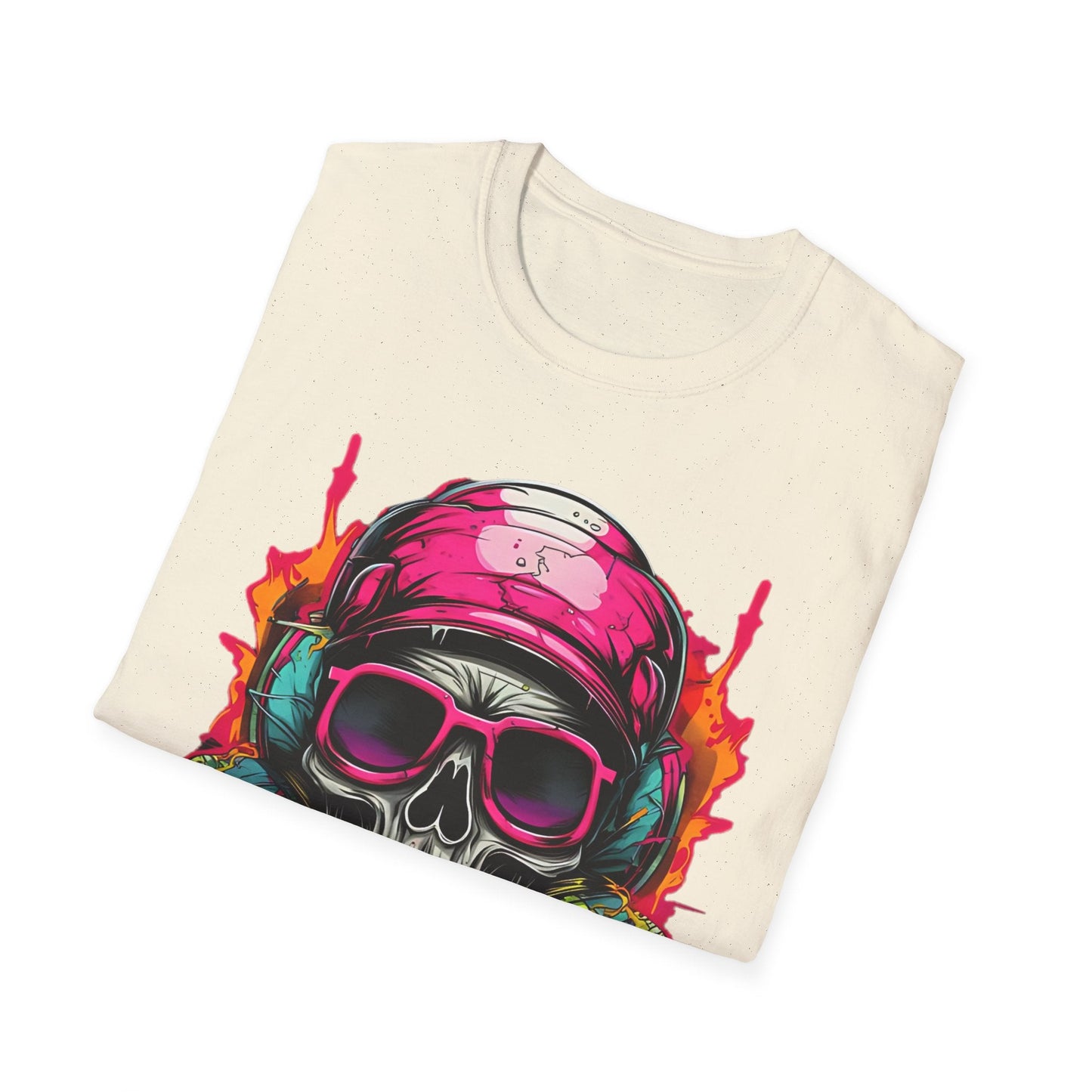 Unisex Skull Tee Shirt With Skeleton Design Gildan Softstyle 64000 Ring Spun Cotton