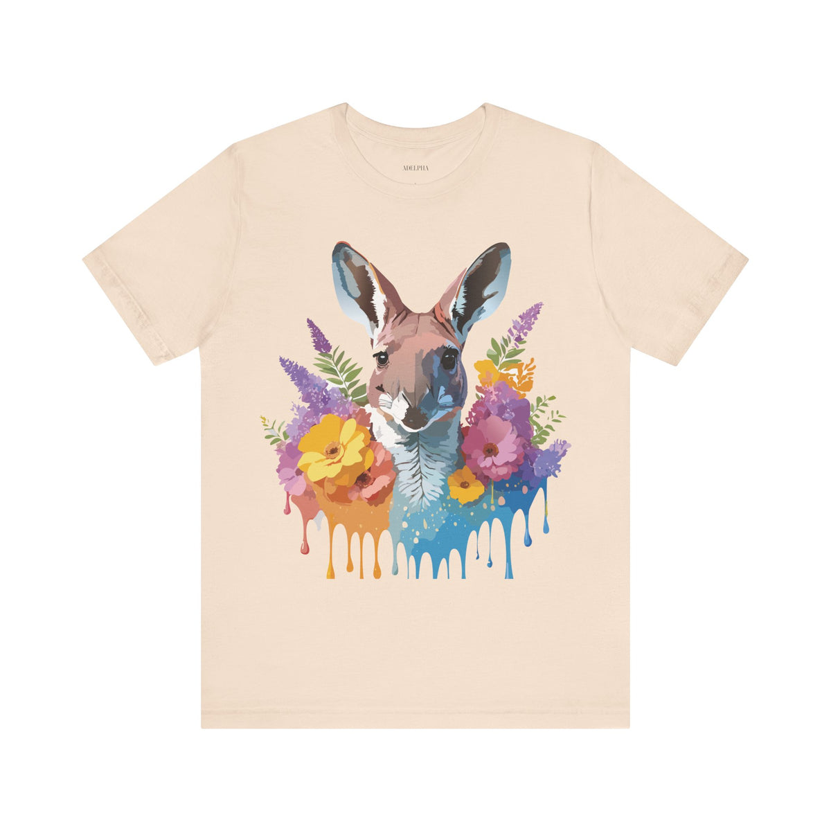 Kangaroo Graphic Unisex Cotton Bella+Canvas Tee with Art Animal Design e40