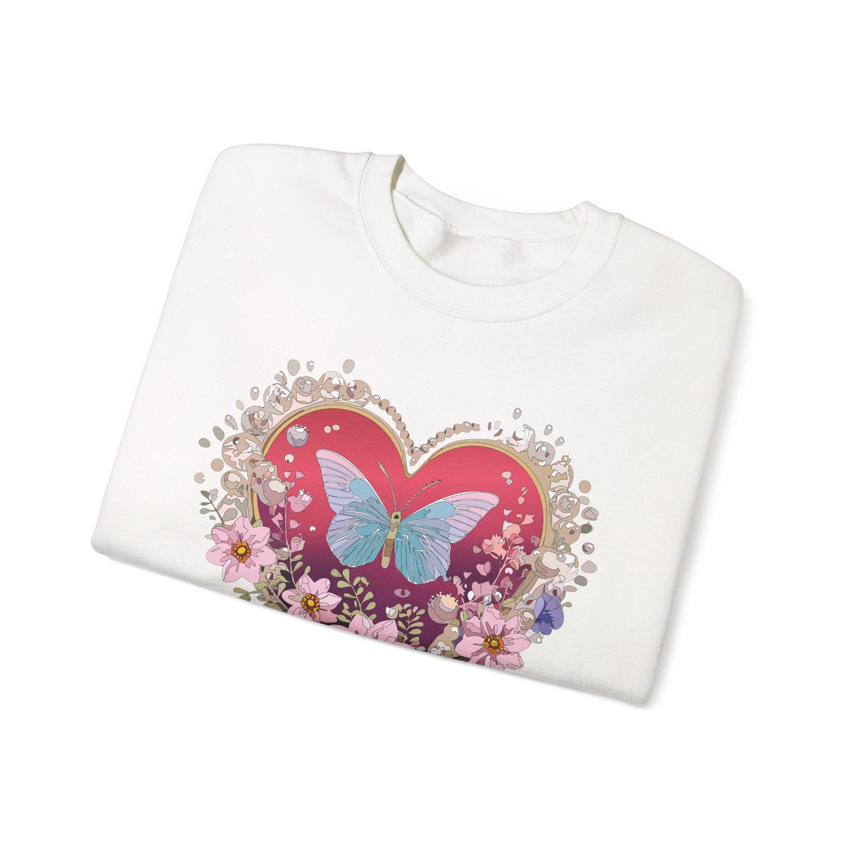 Floral Heart Love Graphic Valentine's Day Sweatshirt Unisex 50/50 Cotton-Poly Sweatshirt w42