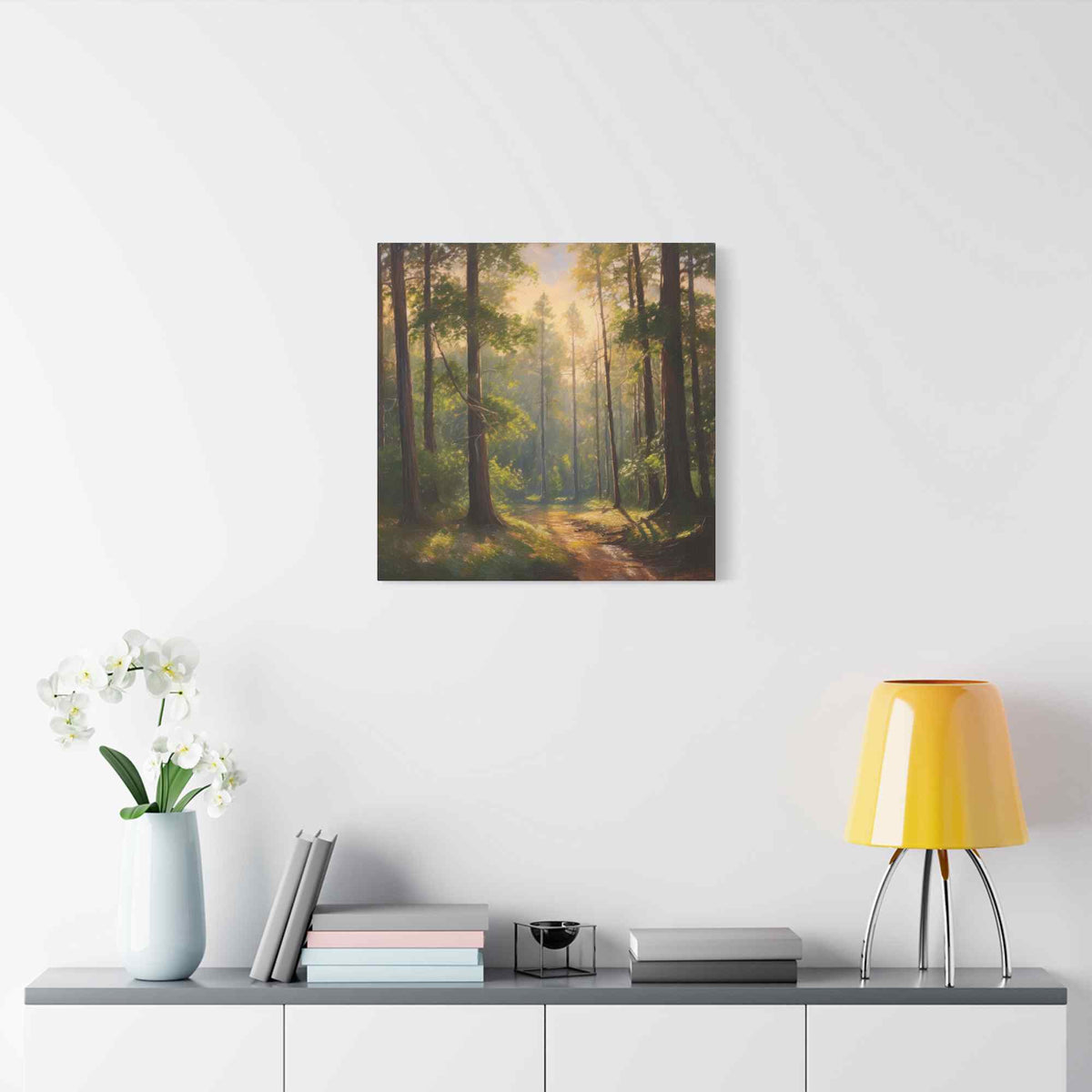 Forest Print Canvas, Trees Oil Paint Print 20x20, 24x24, 30x30, 32x32, 36x36 Art Design Print Pine-Wood Inner Frame MC-70