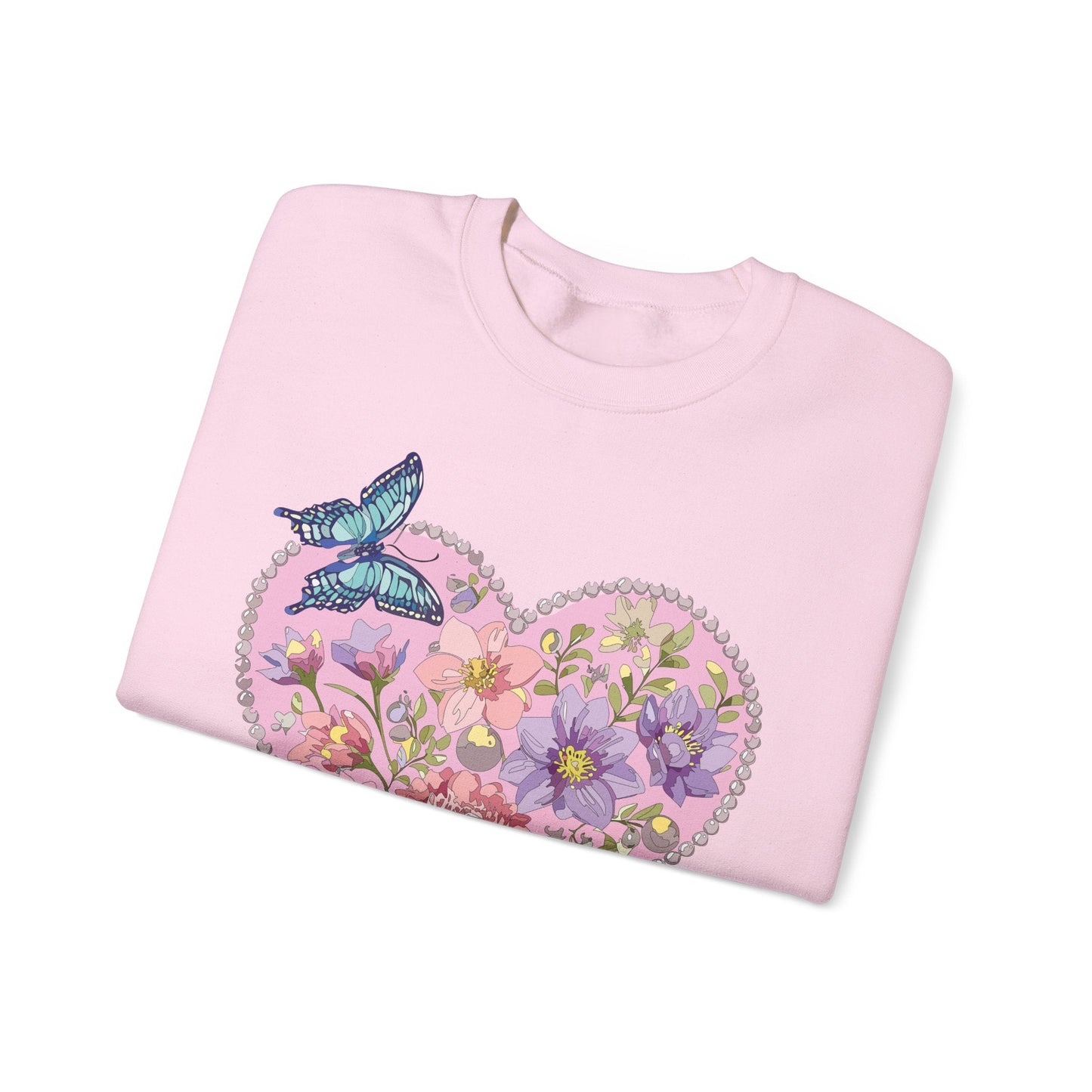 Floral Heart Sweatshirt Valentines Day Unisex Crewneck Cozy Comfort For Cold Weather
