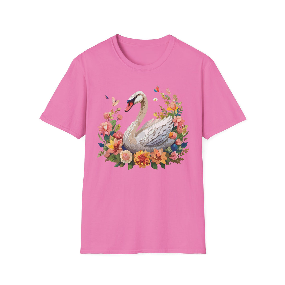 Floral Swan T-Shirt | Swan Illustration Tee, Floral Bird Shirt