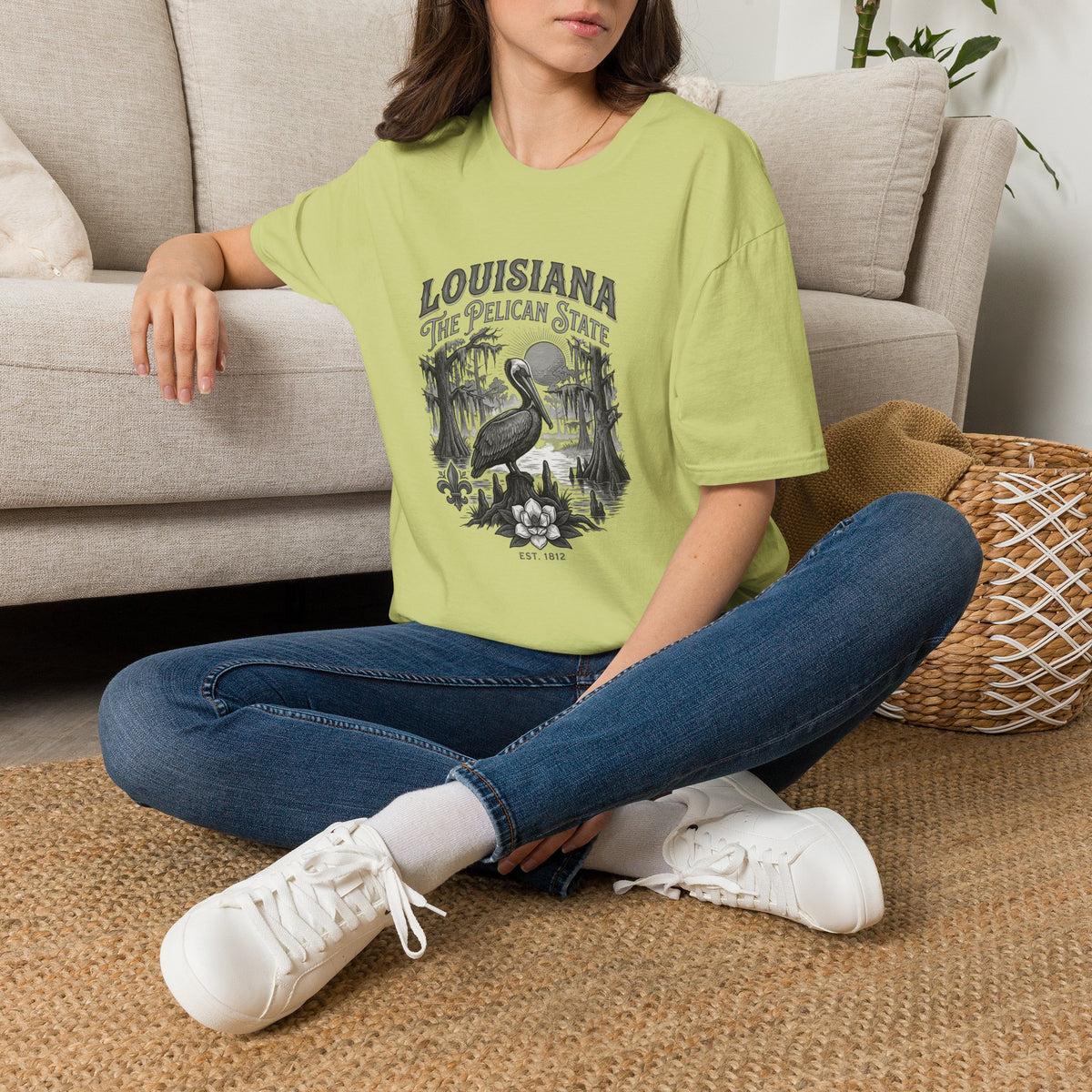 Louisiana Pelican State T-Shirt — Vintage Travel Tourist Graphic Design Unisex 100 Cotton Gildan T-Shirt