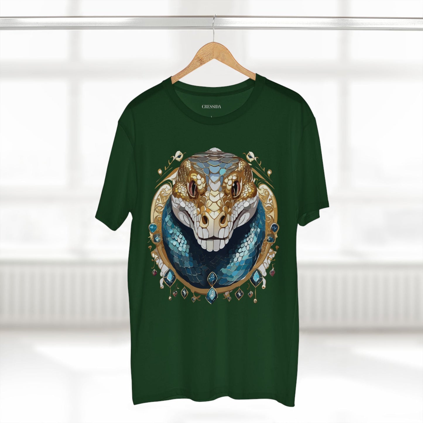 Snake Graphic Unisex 100 Cotton Tee With Unique Animal Golden Medallion Art Design 43