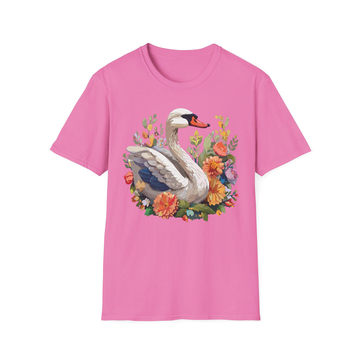 Swan Floral Illustration T-Shirt | Swans, Flowers, Botanical Art
