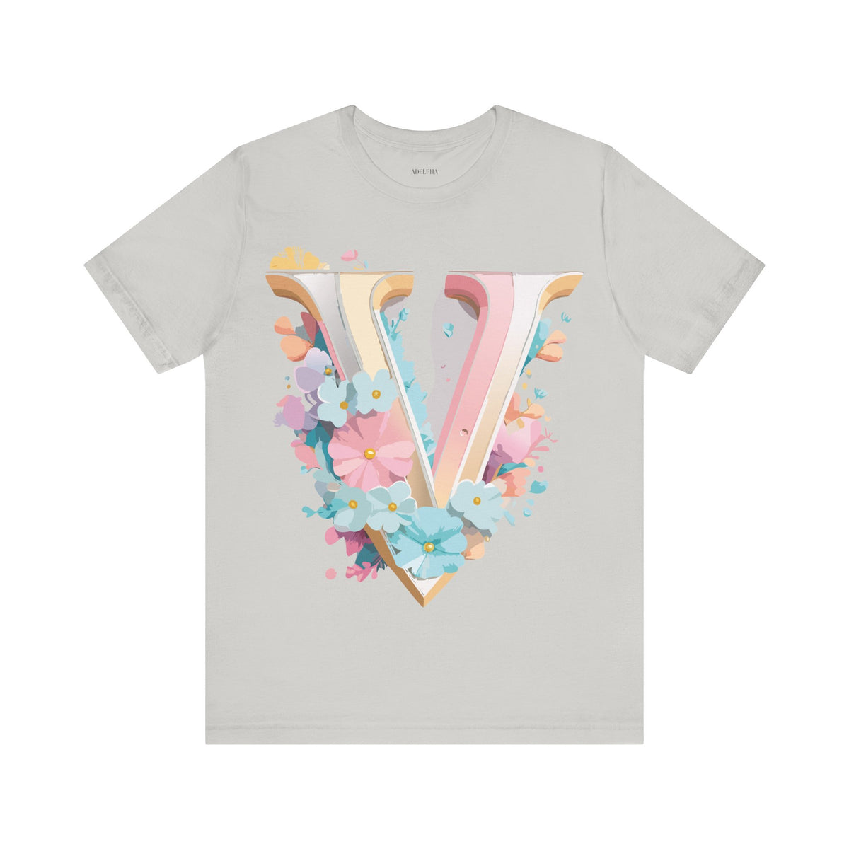 Letter V Graphic Unisex Cotton Bella+Canvas Tee with Art Letter Design