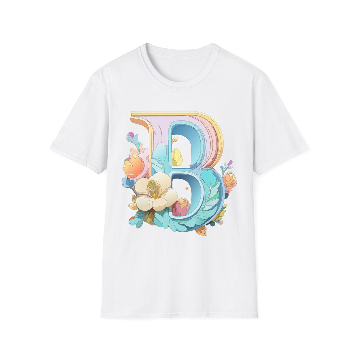 Floral Letter B T-Shirt | Botanical Monogram Tee