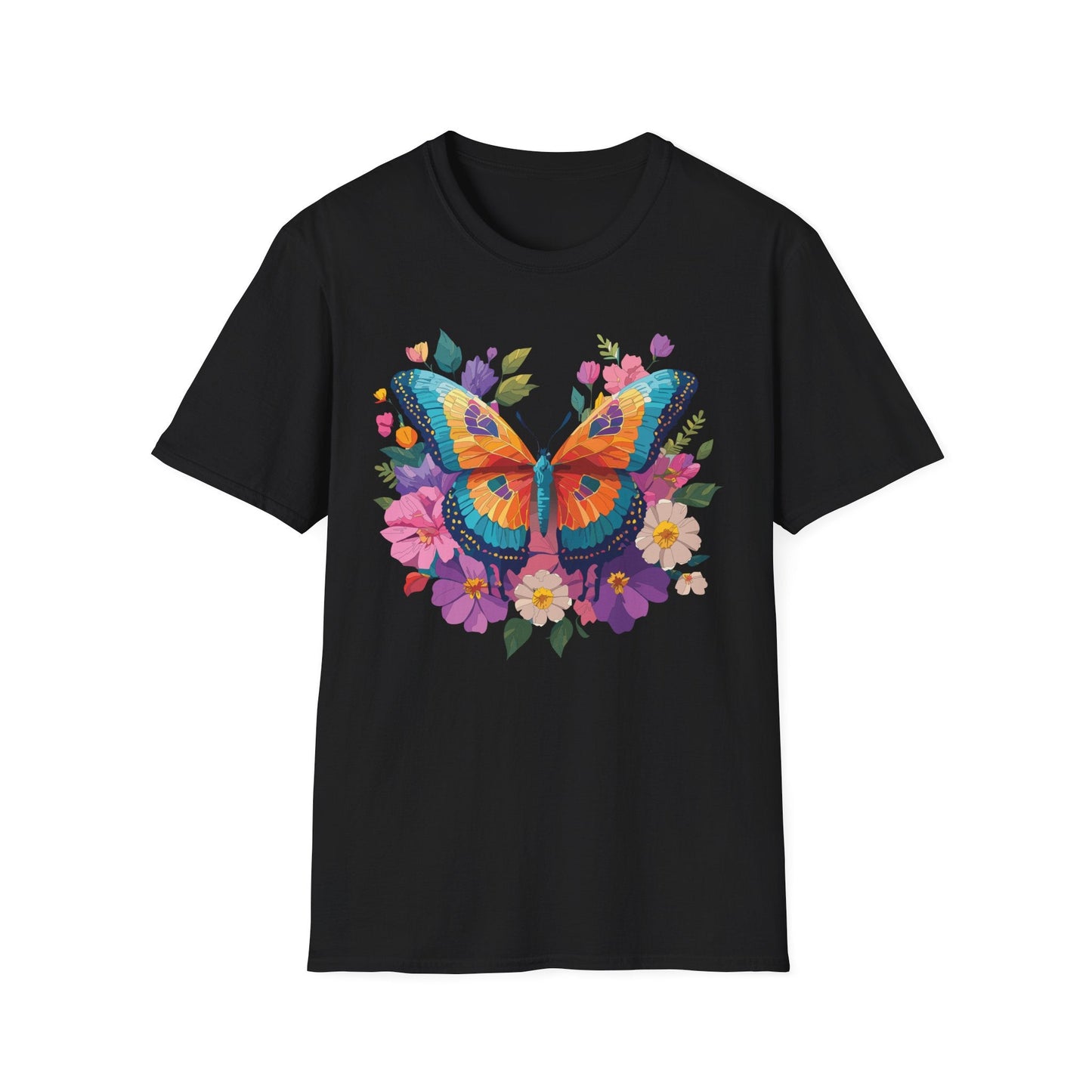 Butterfly Themed Unisex Softstyle T Shirt 100 Cotton Monarch Design Tee Gildan 64000