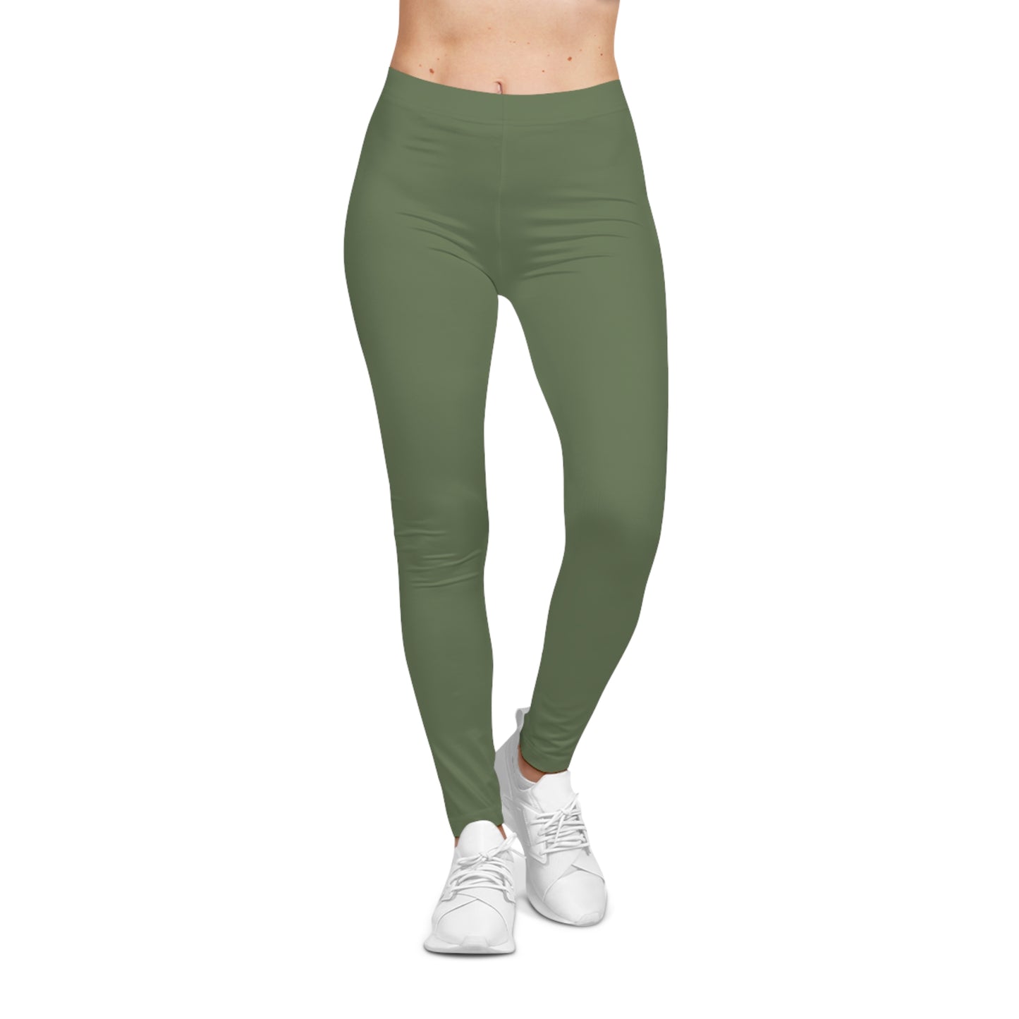 Dusty Olive Color Women's Poly-Span Casual Leggings XS-2XL