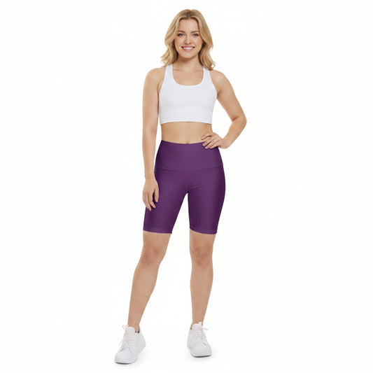 Velvet Purple Women's Workout Shorts — Solid High-Waist Biker Shorts for Exercise & Everyday Wear