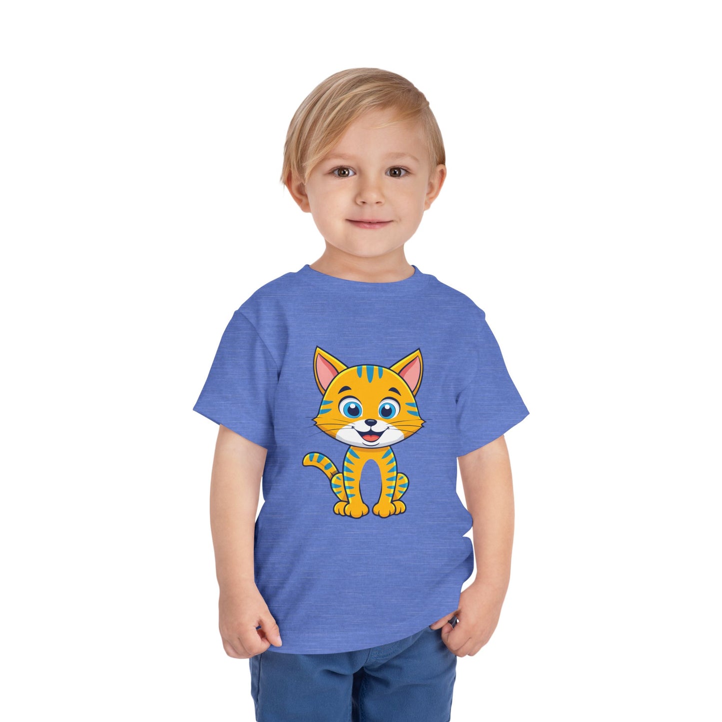 Bonita camiseta de manga corta para niños pequeños con gato: adorable camiseta con gráfico de gatito para niños (2 a 5 años)