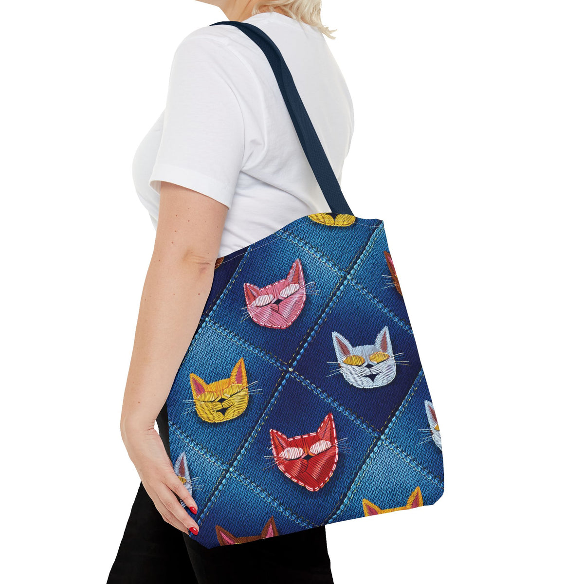 Love Day Graphic Design Denim Fabric Imitation Print Unisex Canvas Bag POLY 3 Sizes Tote Bag 201-21