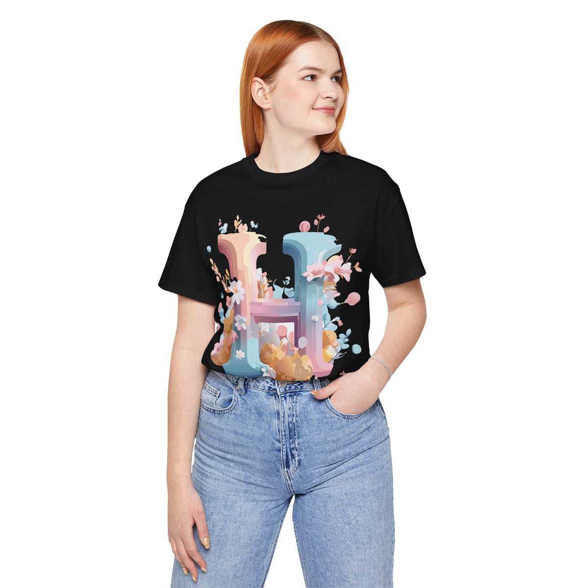 Letter H Graphic Unisex Cotton Bella+Canvas Tee with Art Letter Design