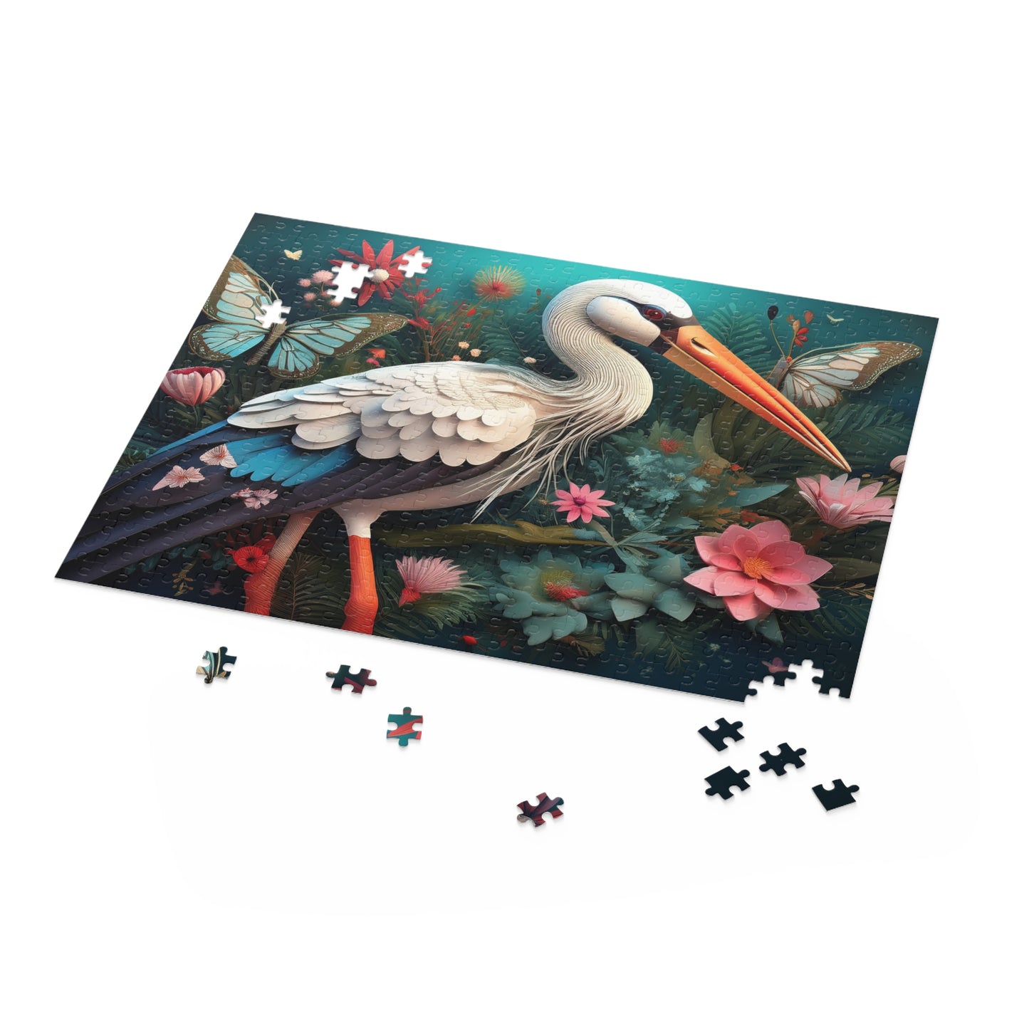 Puzzles-40 Kids Stork Puzzle 500-Piece | Floral Stork Puzzle 500-Piece, Birds Kids Puzzles Size: 16" x 20",  Ages 9+