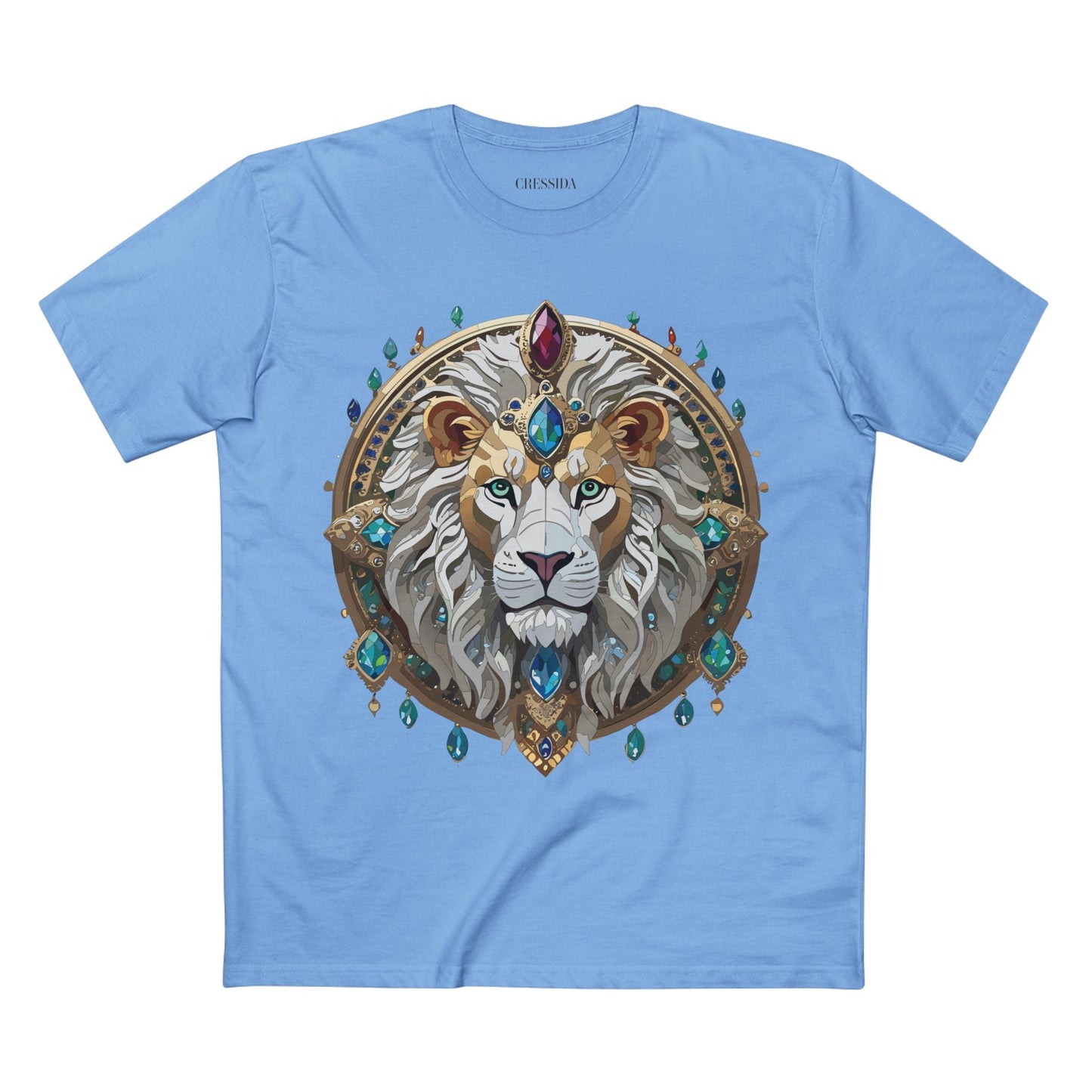 Lion Graphic Unisex 100 Cotton Tee With Unique Animal Golden Medallion Art Design 60