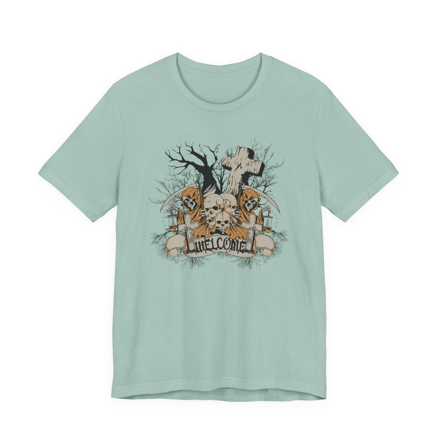 Skull Halloween Graphic Design Unisex Cotton T-Shirt Art-50