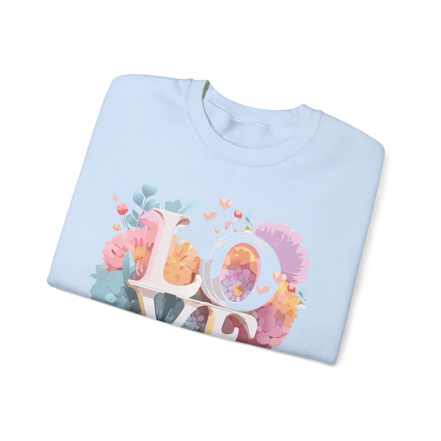 Floral Love Sweatshirt For Valentines Day Unisex Crewneck 50 50 Cotton Polyester Gildan 18000