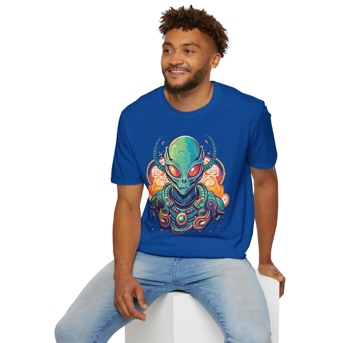 Alien Graphic Unisex Cotton Softstyle UFO Artwork Tee 15