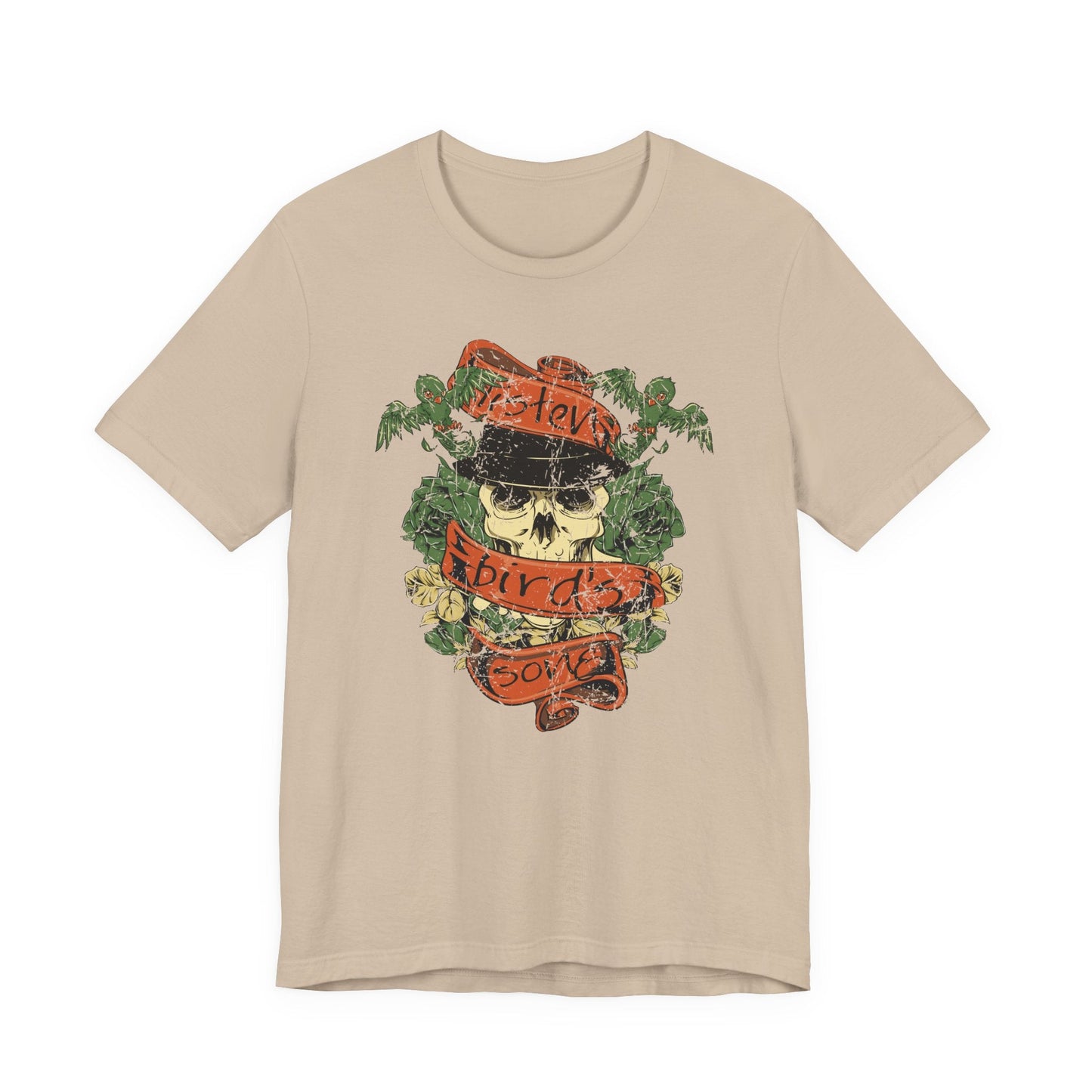 Skull Floral Tattoo Style Graphic Design Unisex Cotton T-Shirt Art-38