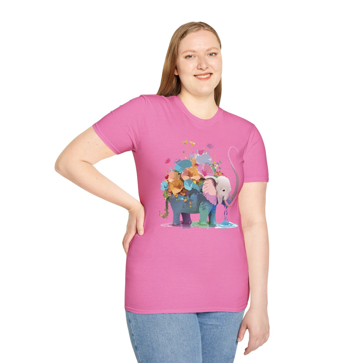 Elephant T Shirt Unisex Softstyle Cotton Tee With Animated Elephant Design Premium Comfort