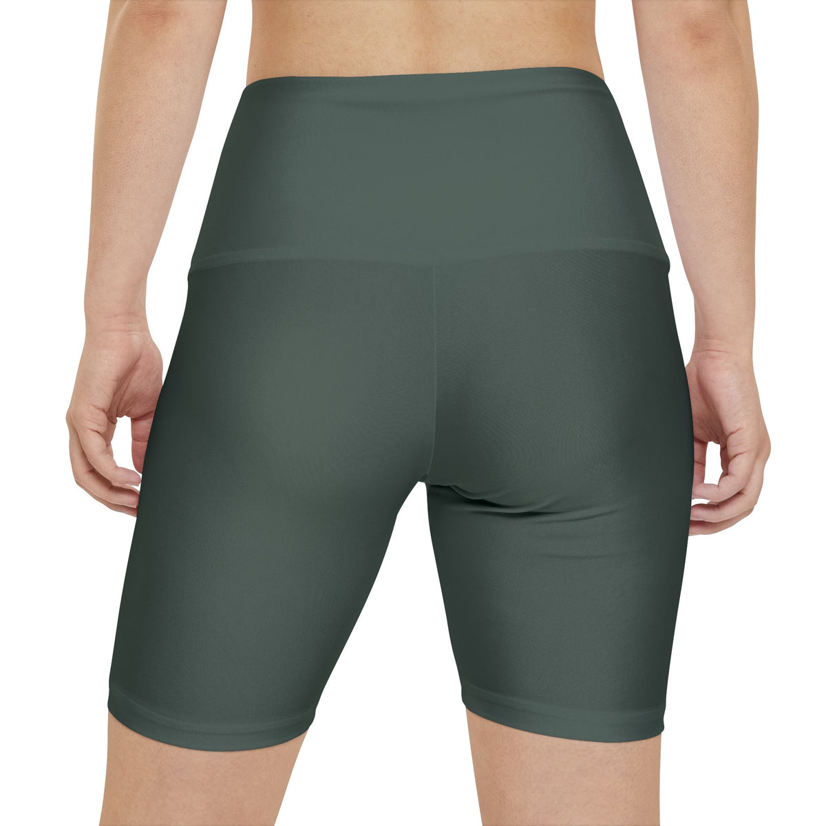 Dark Grey Olive High-Waist Women’s Workout Shorts — Olive Green Biker Activewear