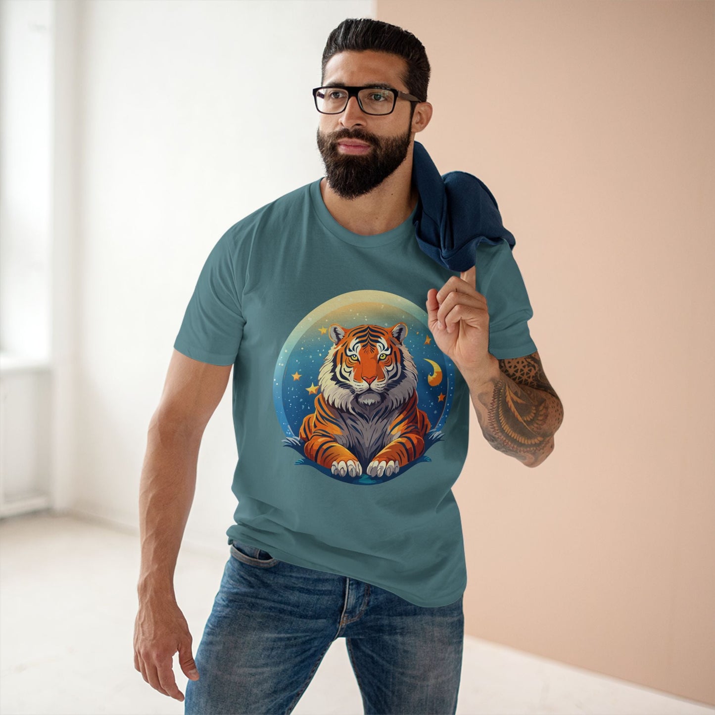 Tiger Animal Shirt Unisex Premium Cotton Tee With Original Art Design By Retro2Nova Soft Comfortable Everyday Wear