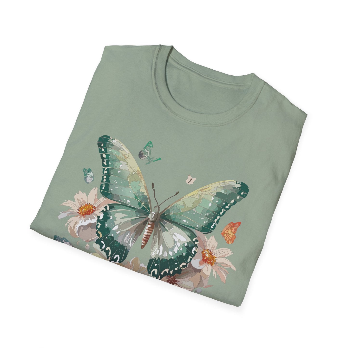 Butterfly T Shirt Unisex Softstyle Tee 100 Percent Ring Spun Cotton Monarch Design Premium Comfort