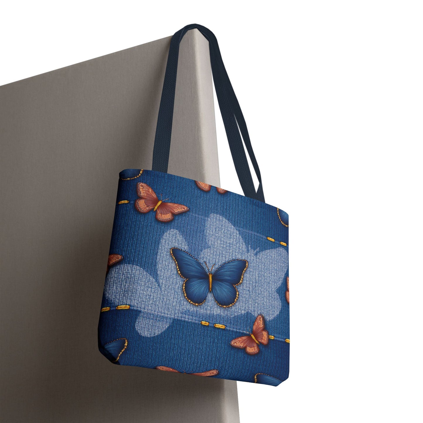 Denim Fabric Imitation Print Unisex Canvas Bag Poly Spun 3 Sizes Tote Bag 176