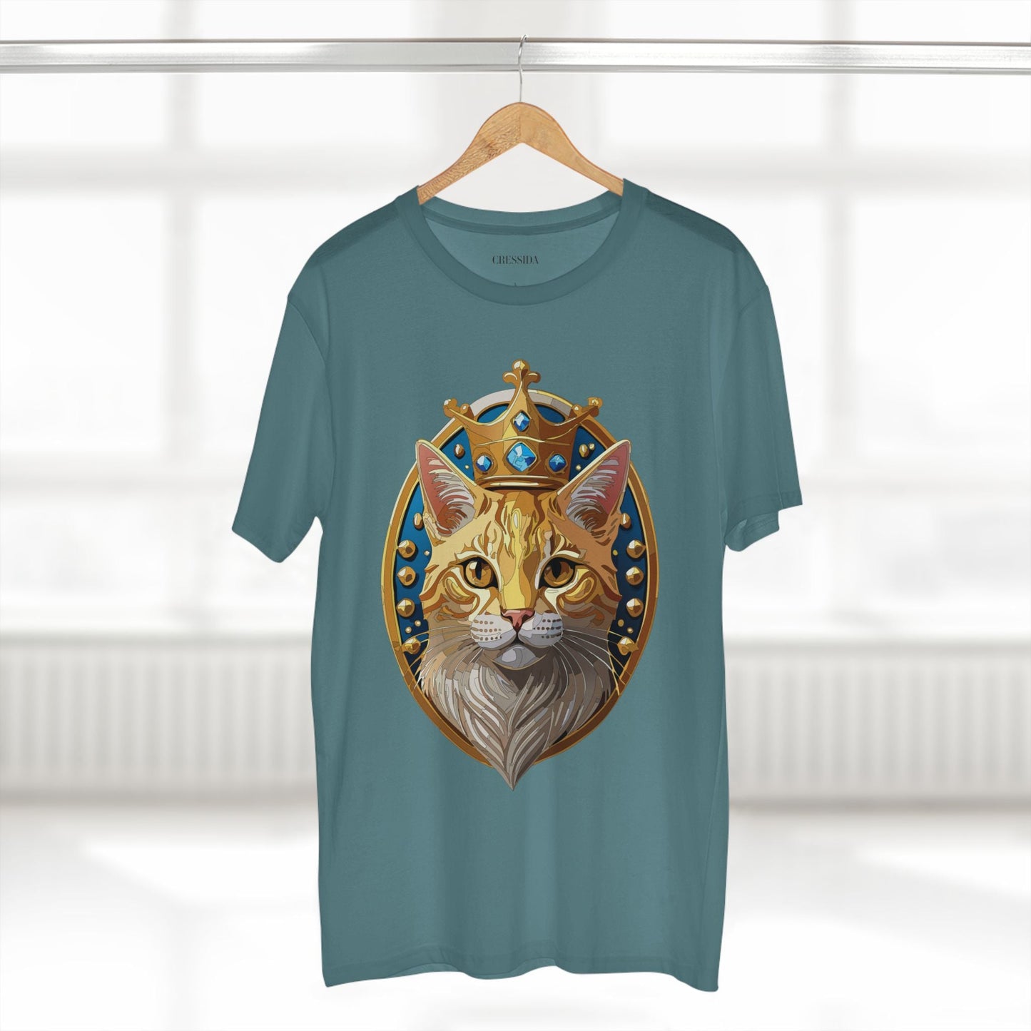 Cat Graphic Unisex 100 Cotton Tee With Unique Animal Golden Medallion Art Design 15