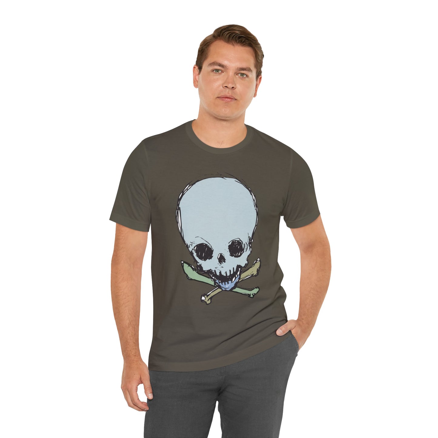 Lt Blue Skull Graphic Design Tee, Skull Shirt, Vintage Tees, Art Design T-Shirt, Vintage Graphic Tee, Art Shirts with Skulls