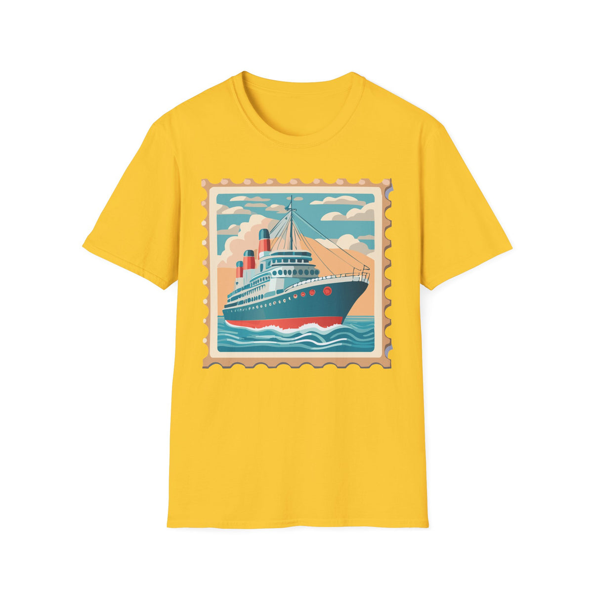 Vintage Ocean Liner Stamp T-Shirt | Retro Cruise Ship Tee