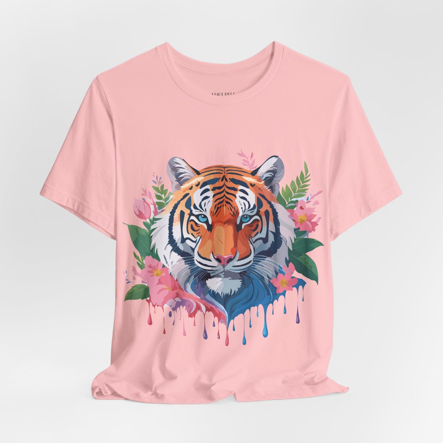 Tiger Graphic Tee Unisex Short Sleeve Shirt With Vintage Inspired Artwork By Adelpha