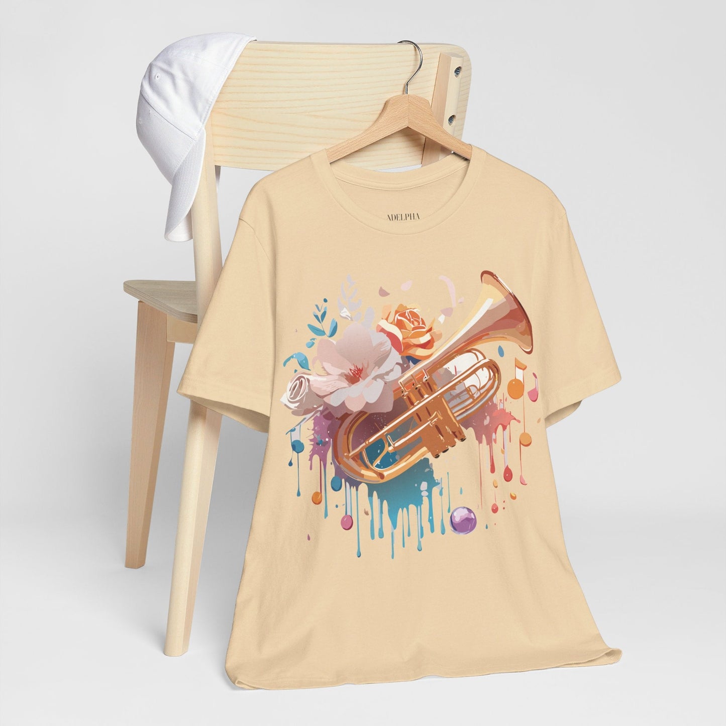 Music Graphic Unisex 100 Cotton Vintage Art with Musical Elements Tee 138