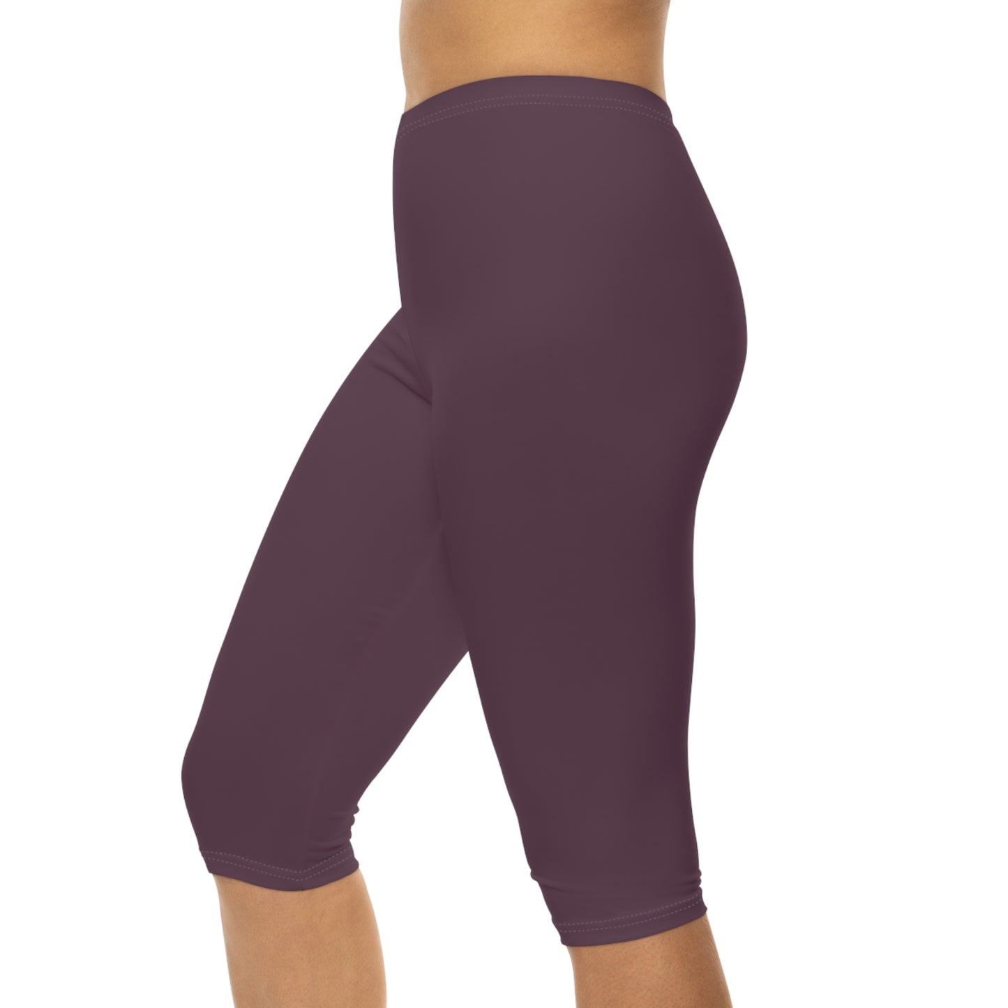 Mauve Shadow Color Women's Brushed Suede Poly Span Casual Capri Leggings XS-2XL