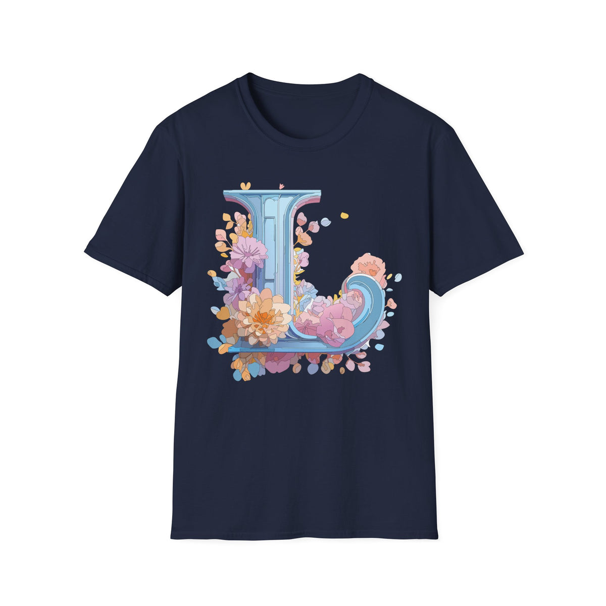 Floral Letter L T-Shirt | Monogram Initial Tee