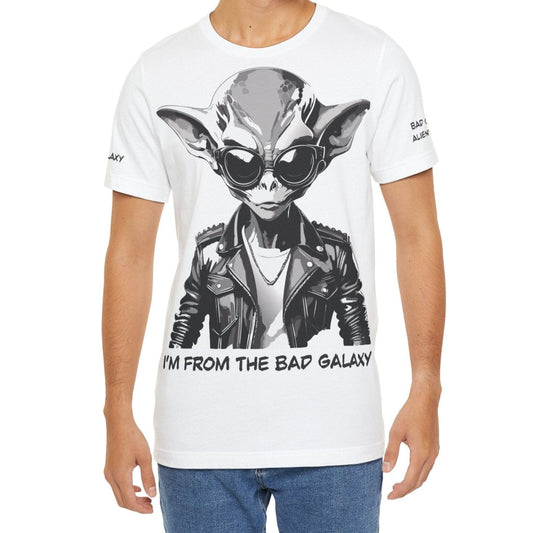 Alien Tee Shirt From Bad Galaxy Made To Order 100 Percent Cotton Eco Friendly Inks USA Designed