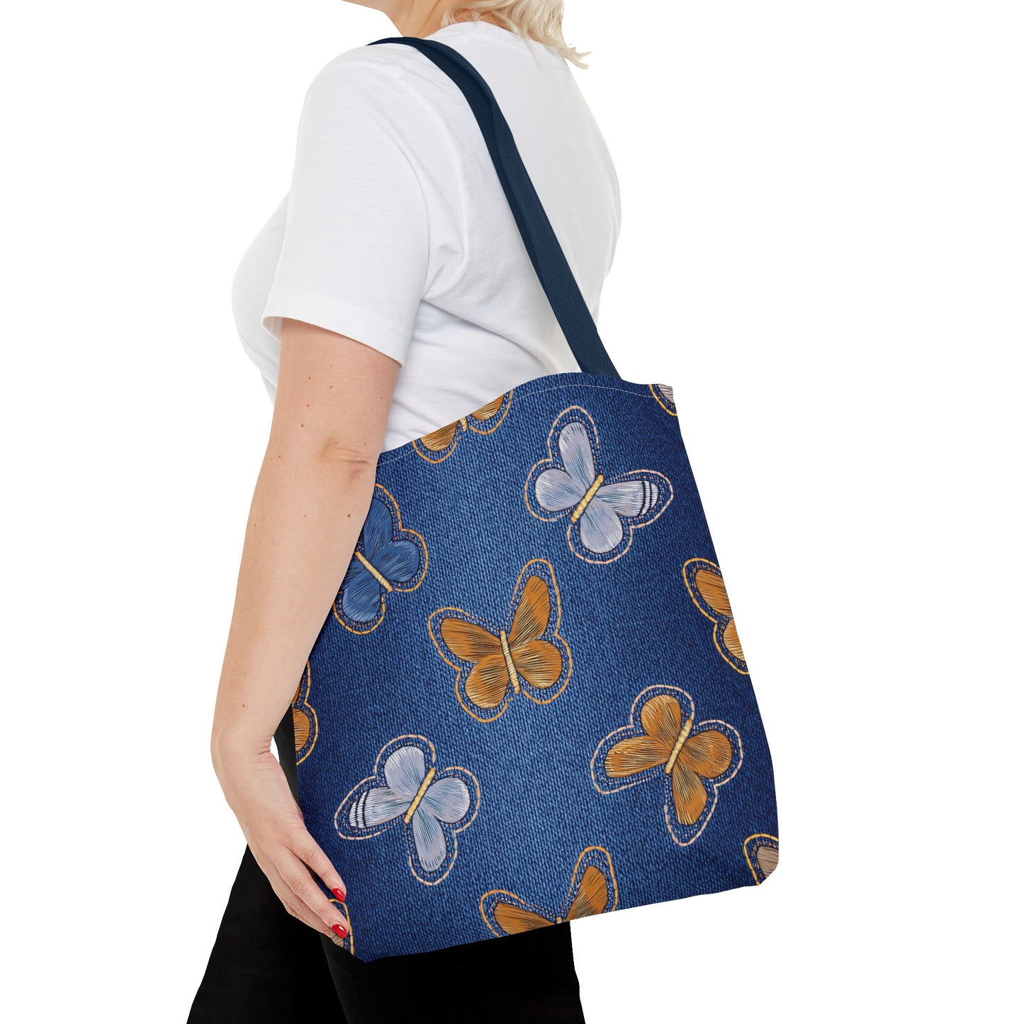 Denim Fabric Imitation Print Unisex Canvas Bag Poly Spun 3 Sizes Tote Bag 177