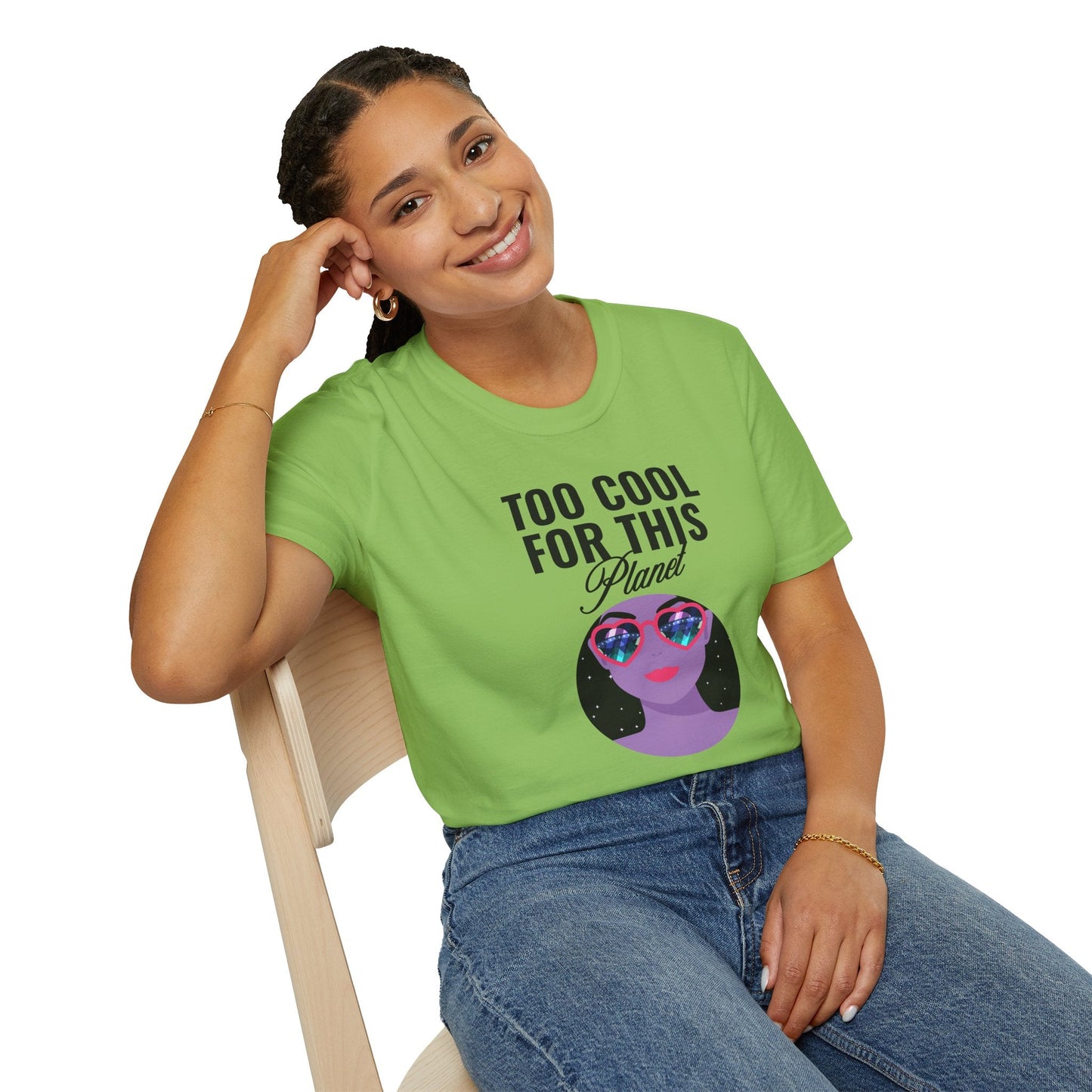 Too Cool For This Planet TShirt  Retro Alien Sunglasses Graphic Tee