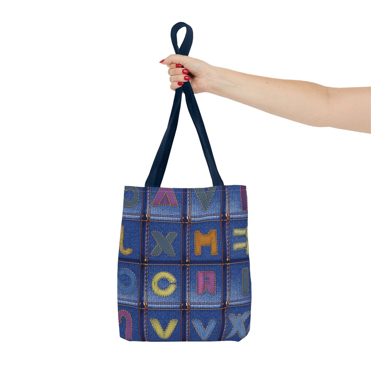 Denim Fabric Imitation Print Unisex Canvas Bag Poly Spun 3 Sizes Tote Bag 187-5