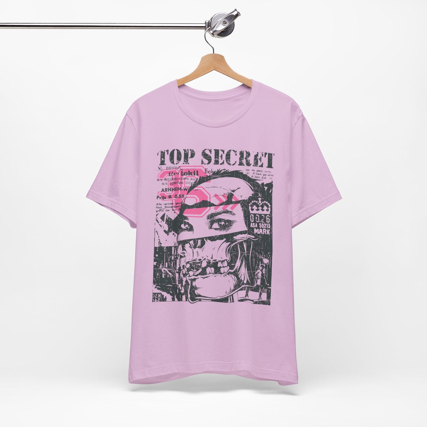 Top Secret Skull Face Tee Grunge Graphic T-Shirt Retro Collage A-6