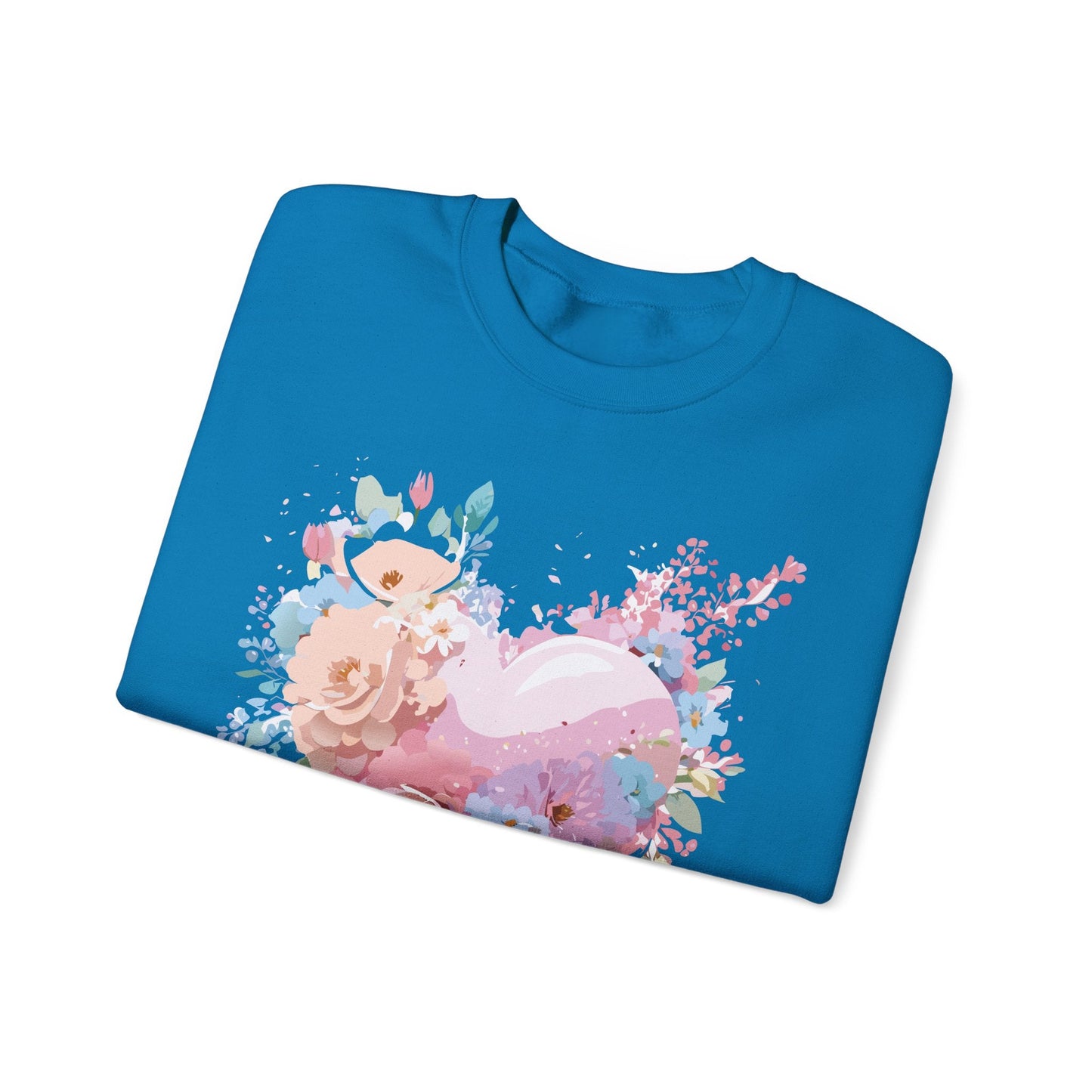 Floral Heart Sweatshirt Unisex Crewneck Valentines Day Floral Love Gildan 18000 Premium