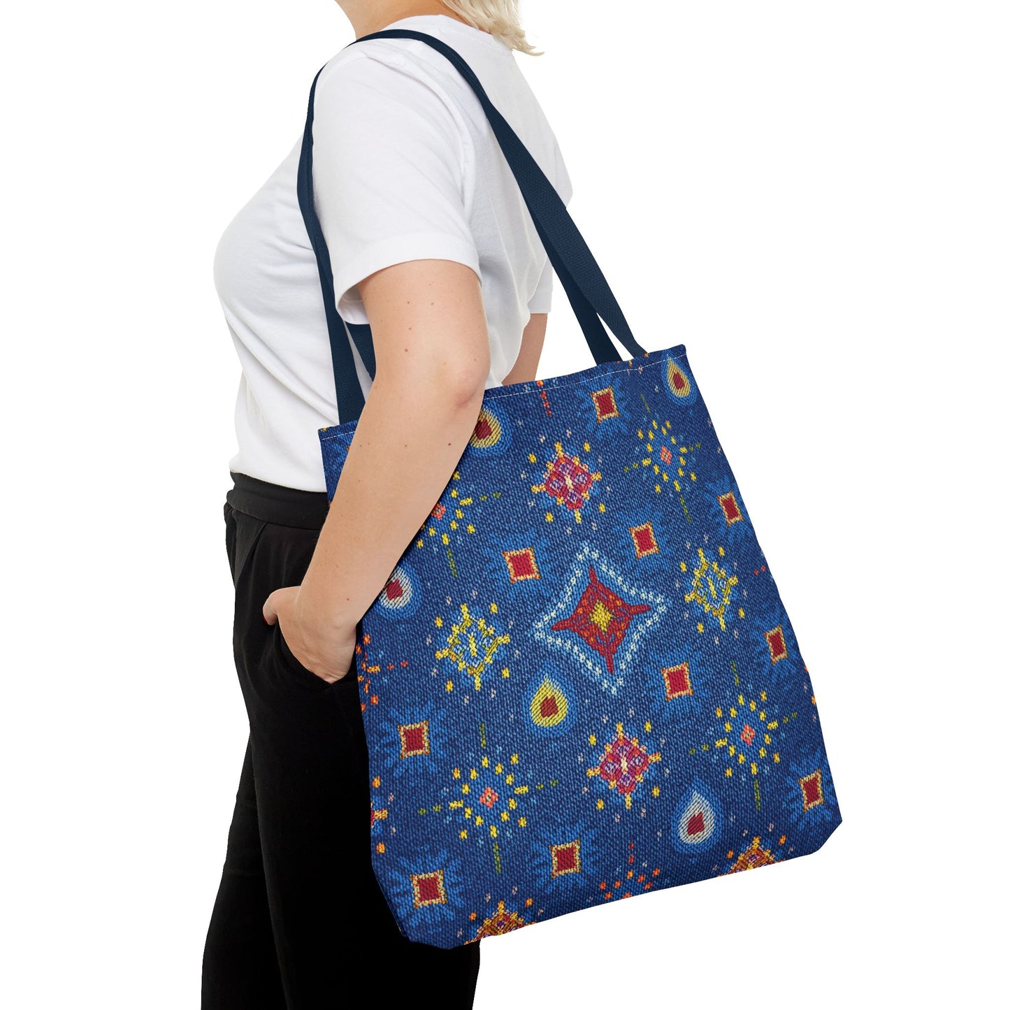 Diwali Graphic Denim Fabric Imitation Print Unisex Canvas Bag Poly Spun 3 Sizes Tote Bag 205-15