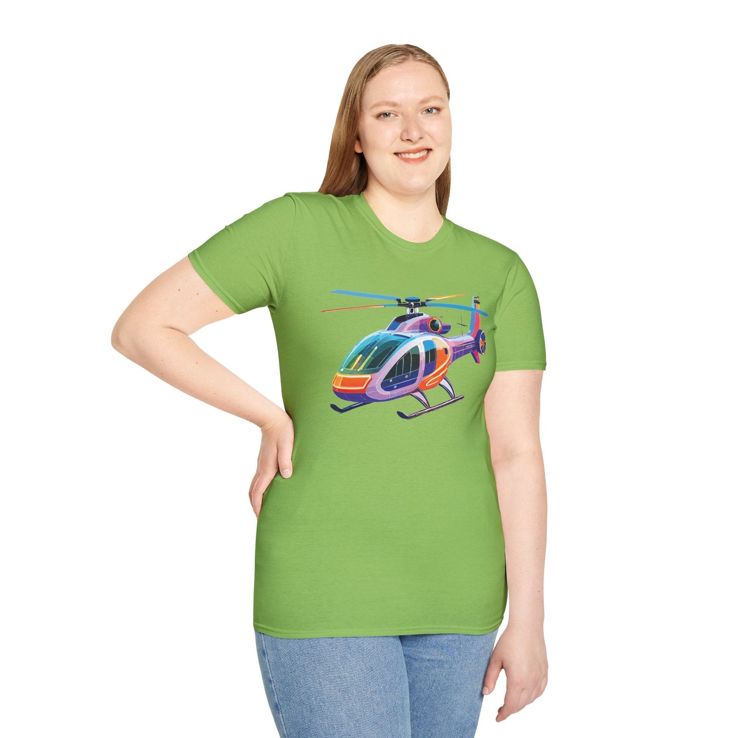 Chopper Helicopter Graphic Unisex Cotton Softstyle Short Sleeve Tee 7
