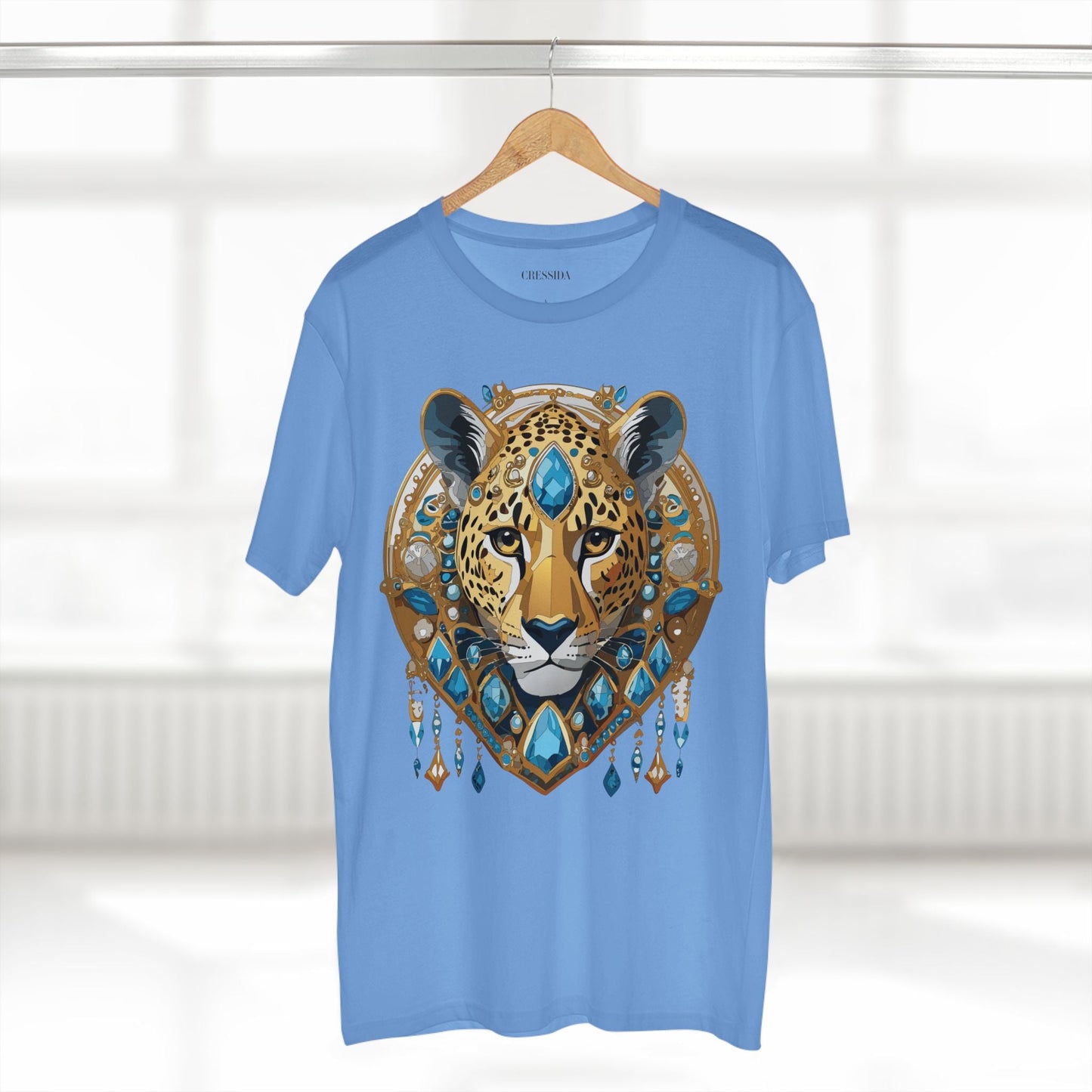 Cheetah Graphic Unisex 100 Cotton Tee With Unique Animal Golden Medallion Art Design 45