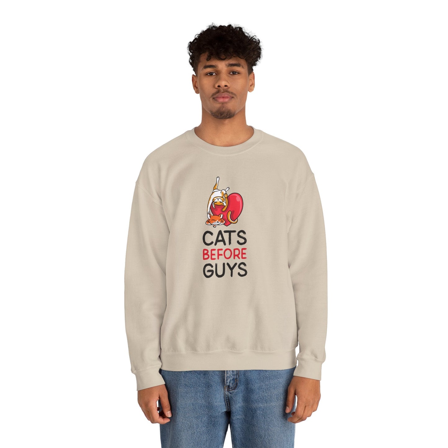 Cat Heart Sweatshirt Unisex Valentines Day 50 50 Cotton Poly Heavy Blend Crewneck Sweatshirt