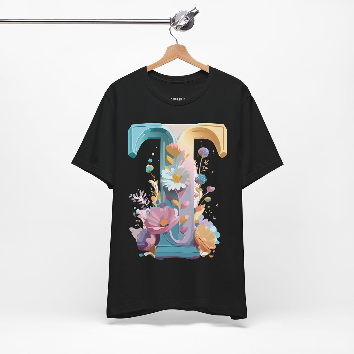 Letter T Graphic Unisex Cotton Bella+Canvas Tee with Art Letter Design
